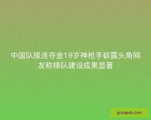 中国队接连夺金19岁神枪手崭露头角网友称梯队建设成果显著